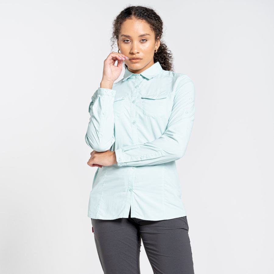 Green Craghoppers NosiLife Adventure II Long Sleeved Women's Shirts | TYS1565CZ