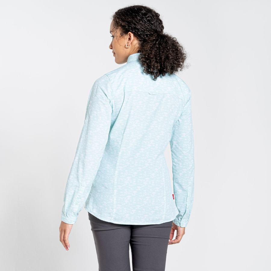 Green Craghoppers NosiLife Callo Long Sleeved Women's Shirts | OKB7254BO