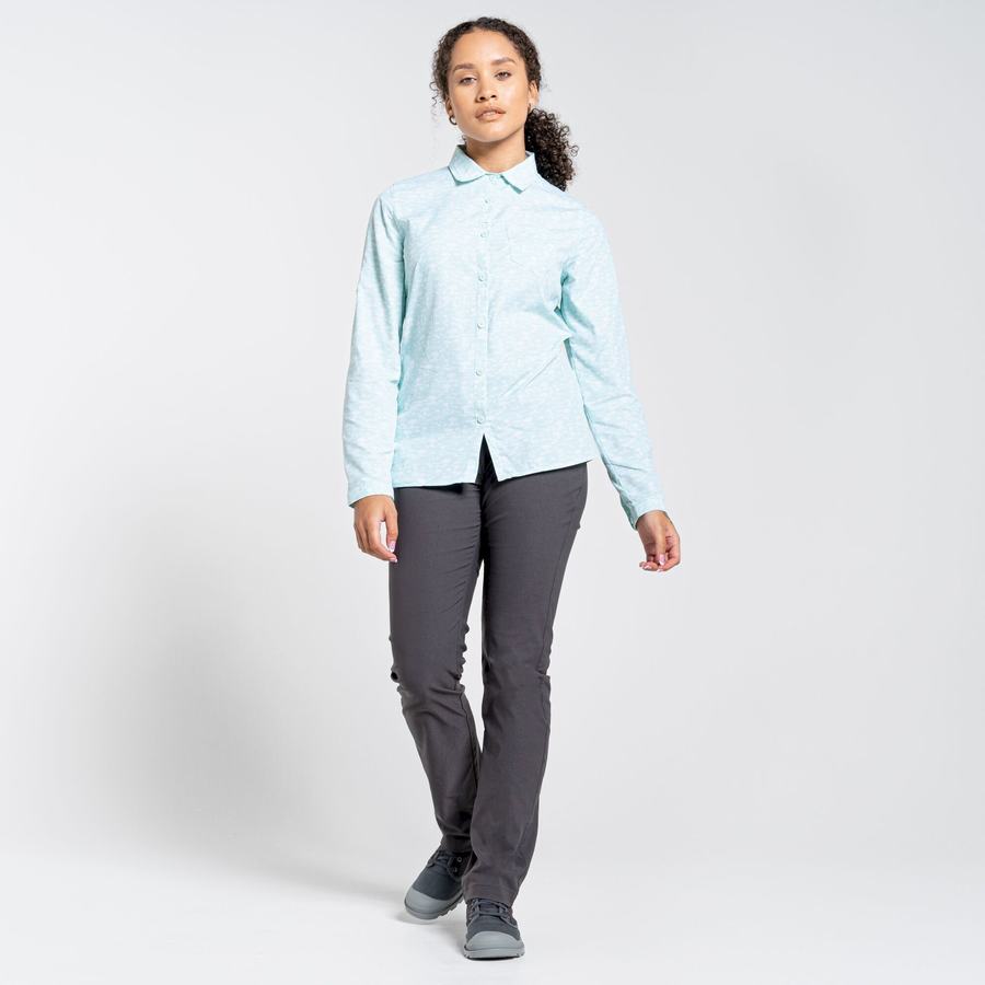 Green Craghoppers NosiLife Callo Long Sleeved Women's Shirts | OKB7254BO