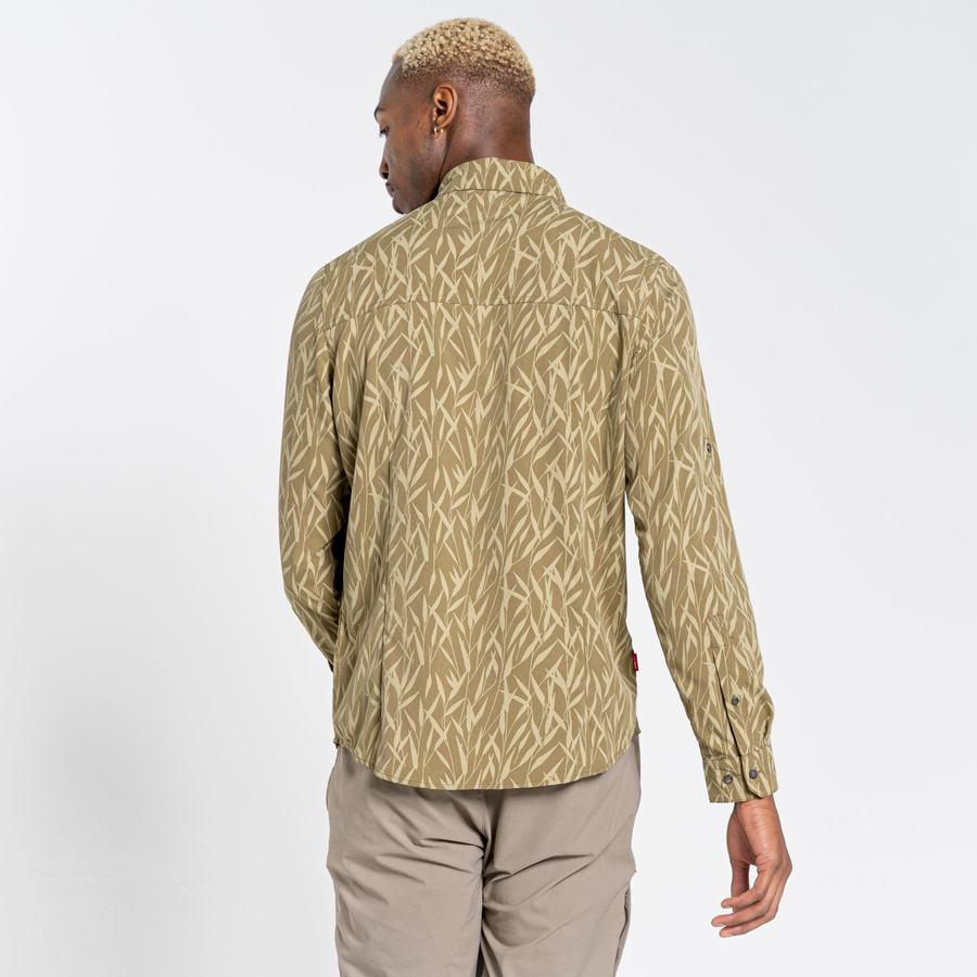 Green Craghoppers NosiLife Pinyon Long Sleeved Men's Shirts | UJX7358ZX