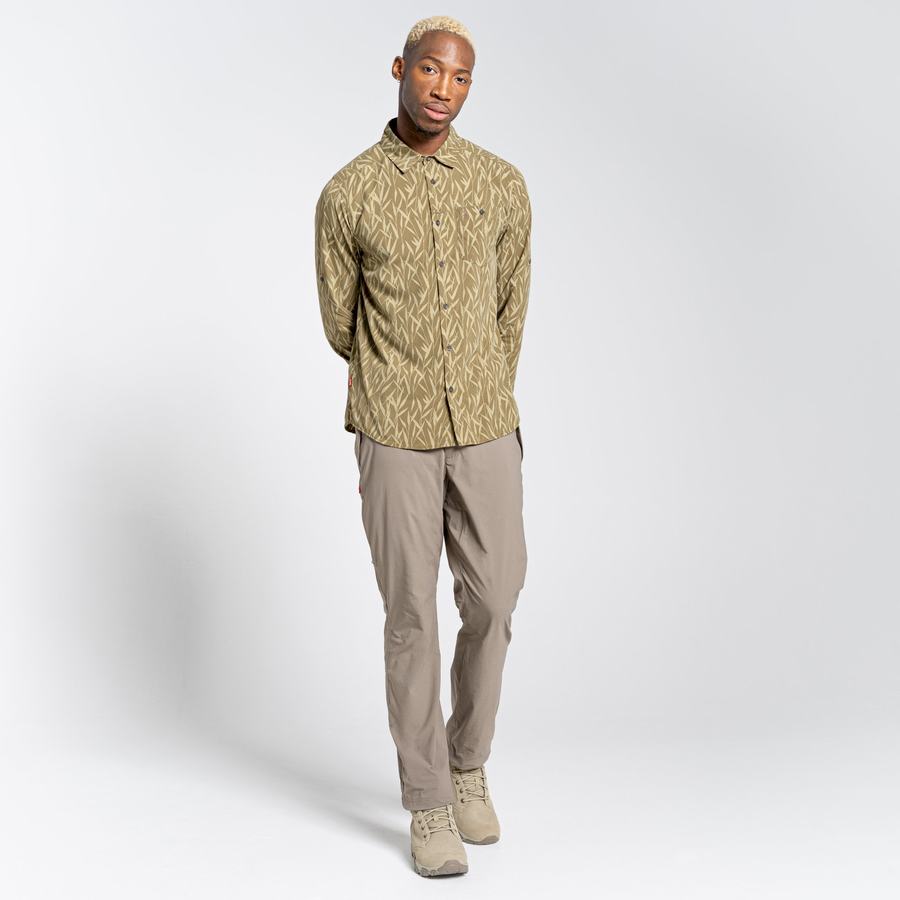 Green Craghoppers NosiLife Pinyon Long Sleeved Men's Shirts | UJX7358ZX