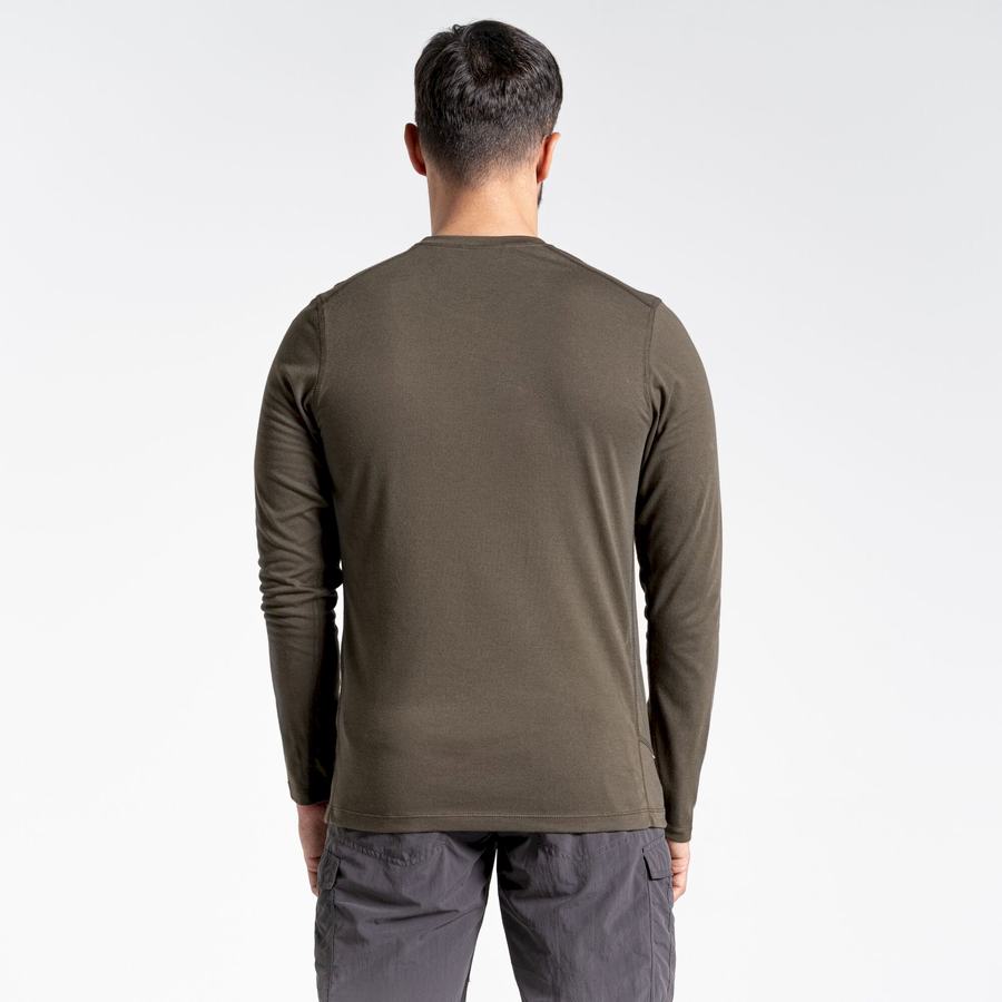 Green Craghoppers NosiLife Talen Long Sleeved Men's T-Shirts | MKG9561AN