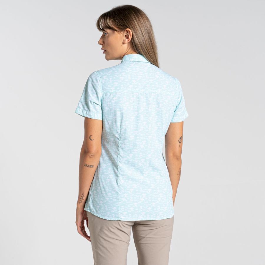 Green Craghoppers NosiLife Tillia Short Sleeved Women's Shirts | MIB1329AJ