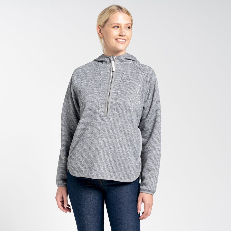 Grey Craghoppers Elena Hooded Half Zip Women's Sweaters | SSN9834EY