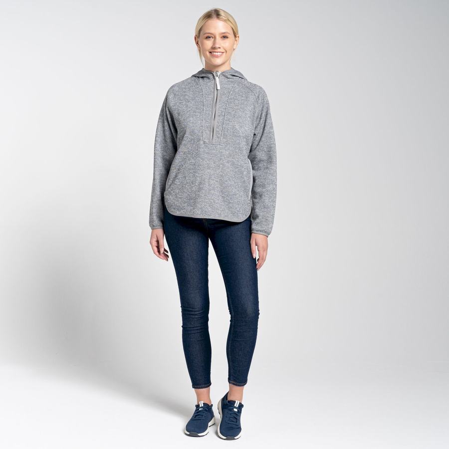 Grey Craghoppers Elena Hooded Half Zip Women's Sweaters | SSN9834EY