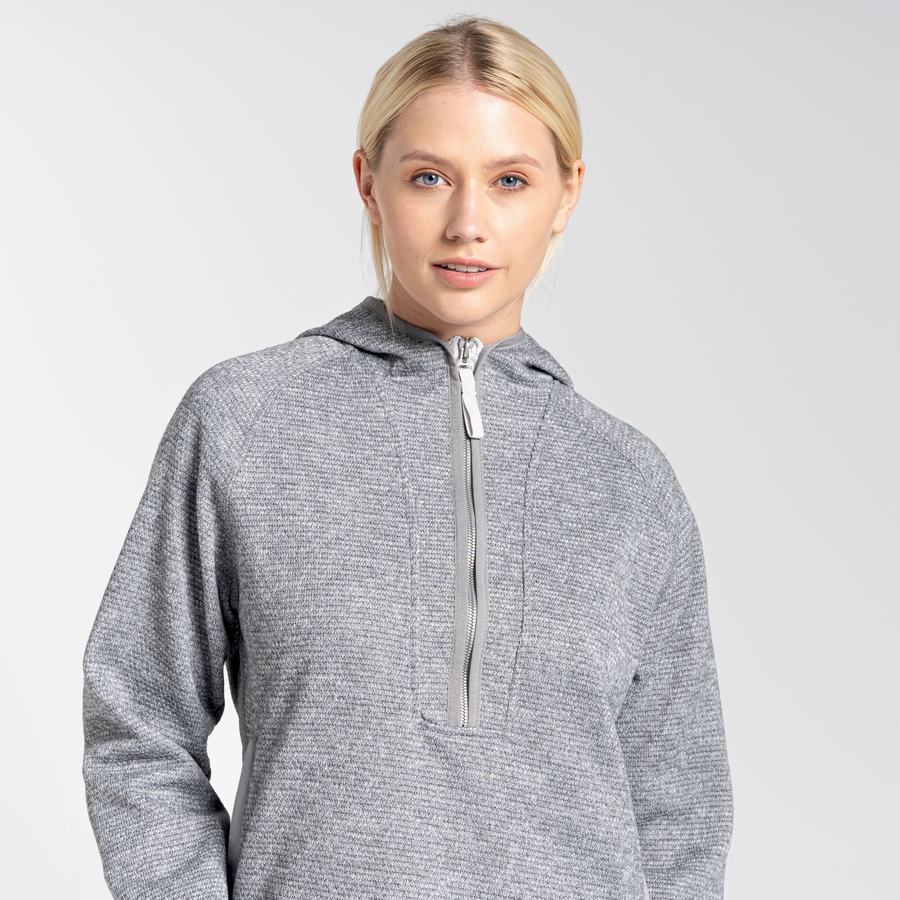 Grey Craghoppers Elena Hooded Half Zip Women's Sweaters | SSN9834EY