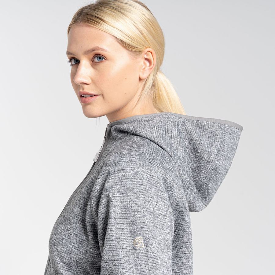 Grey Craghoppers Elena Hooded Half Zip Women's Sweaters | SSN9834EY