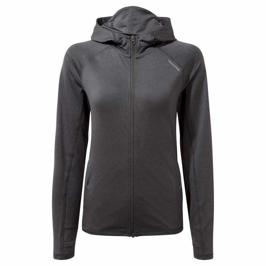 Grey Craghoppers HeiQ Viroblock Hooded Women's T-Shirts | RQF9952VX