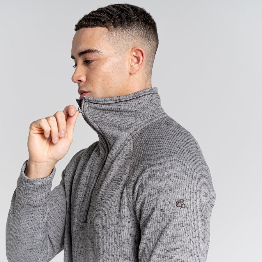 Grey Craghoppers Logan Half Zip Men's Sweaters | DIN525UY