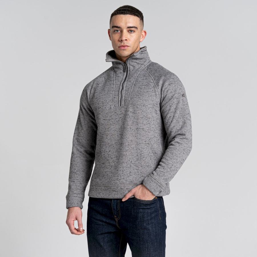 Grey Craghoppers Logan Half Zip Men's Sweaters | DIN525UY