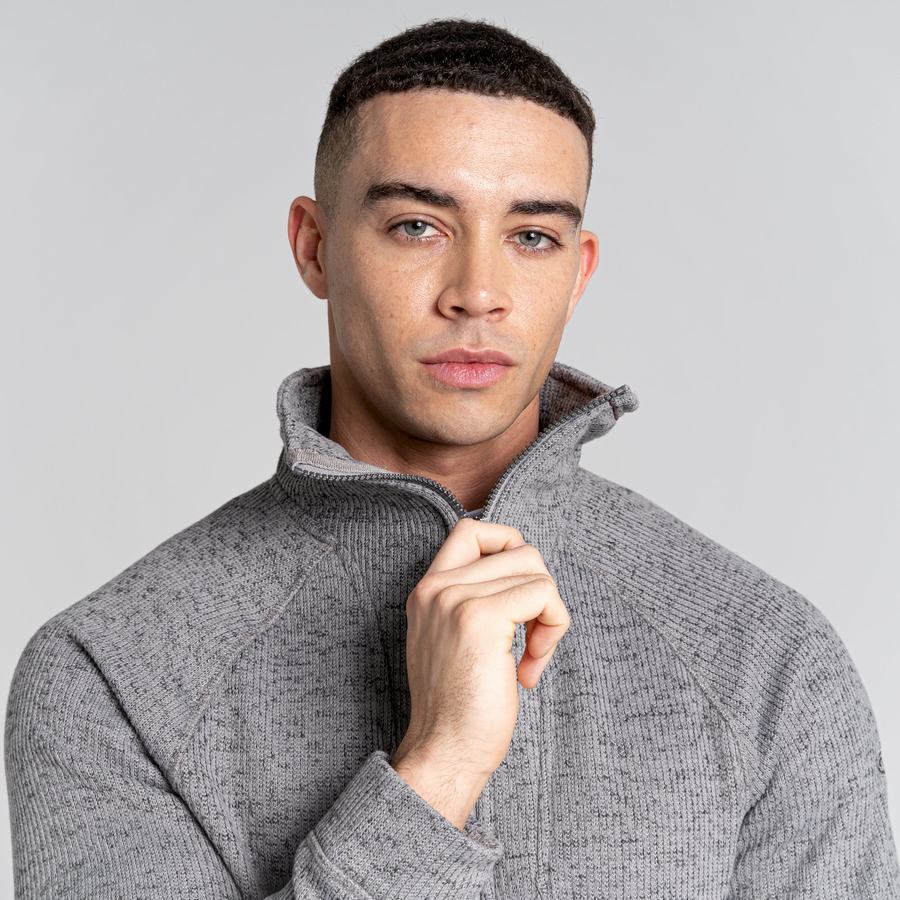 Grey Craghoppers Logan Half Zip Men's Sweaters | DIN525UY