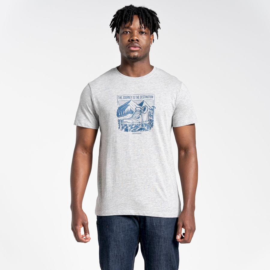 Grey Craghoppers Lugo Short Sleeved Men's T-Shirts | LYE7031OQ