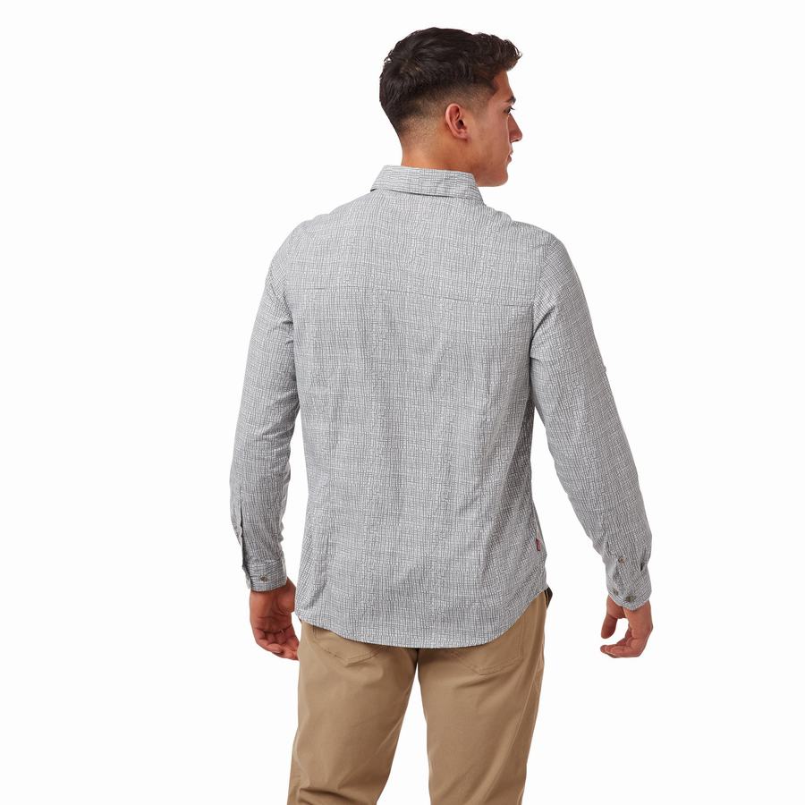 Grey Craghoppers NosiLife Lester Long Sleeved Men's Shirts | AON6222KK