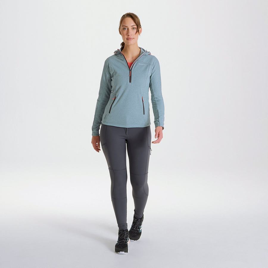 Light Green Craghoppers Dynamic Hooded Half Zip Women's Sweaters | ALY2315EN