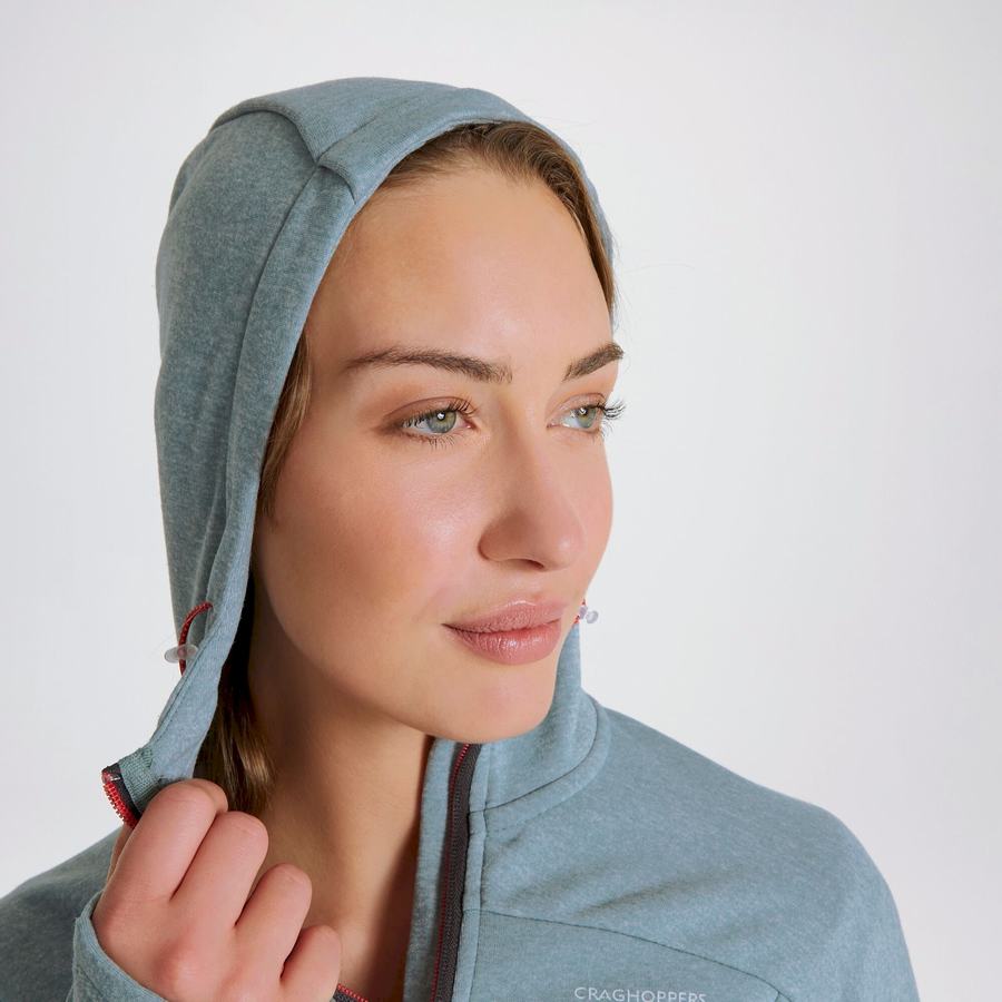 Light Green Craghoppers Dynamic Hooded Half Zip Women's Sweaters | ALY2315EN