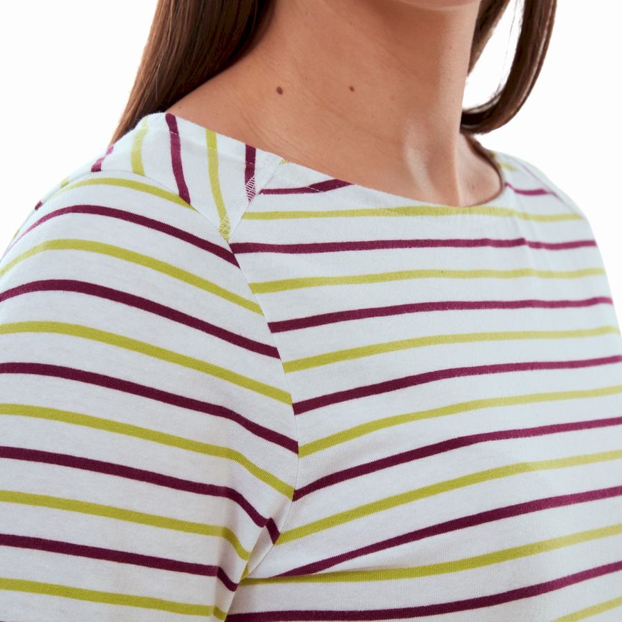 Light Green Stripes Craghoppers Blanca 3/4 Sleeved Top Women's T-Shirts | DZN1788PX