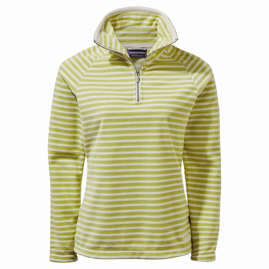 Light Green Stripes Craghoppers Natalia Half Zip Women\'s Sweaters | UNO7020WX