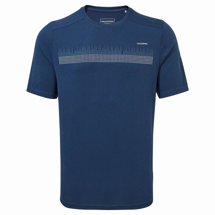 Navy Blue Craghoppers Dynamic Short Sleeved Poseidon Men's T-Shirts | CYS8125GG