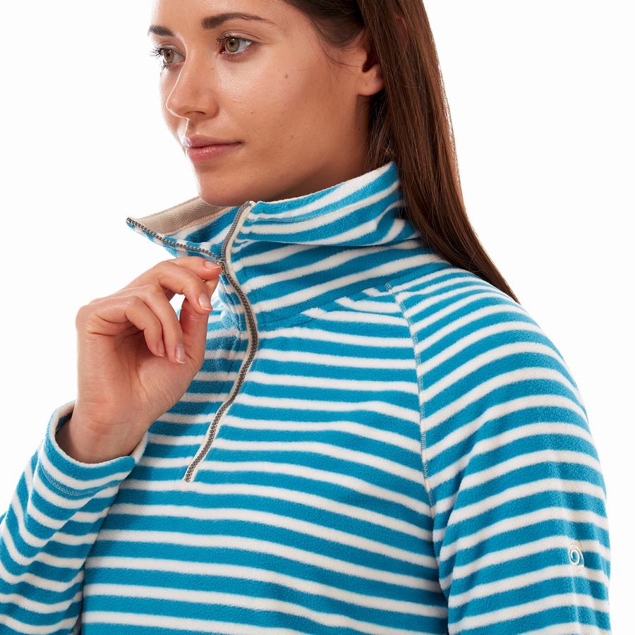 Navy Blue Stripes Craghoppers Natalia Half Zip Women's Sweaters | DBD4133JL