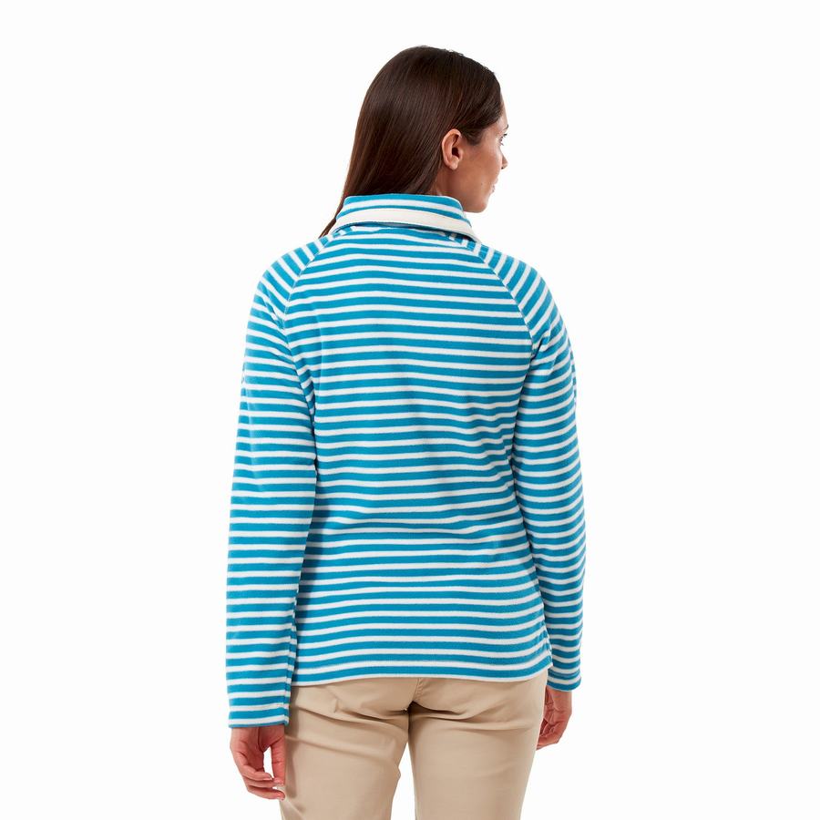 Navy Blue Stripes Craghoppers Natalia Half Zip Women's Sweaters | DBD4133JL