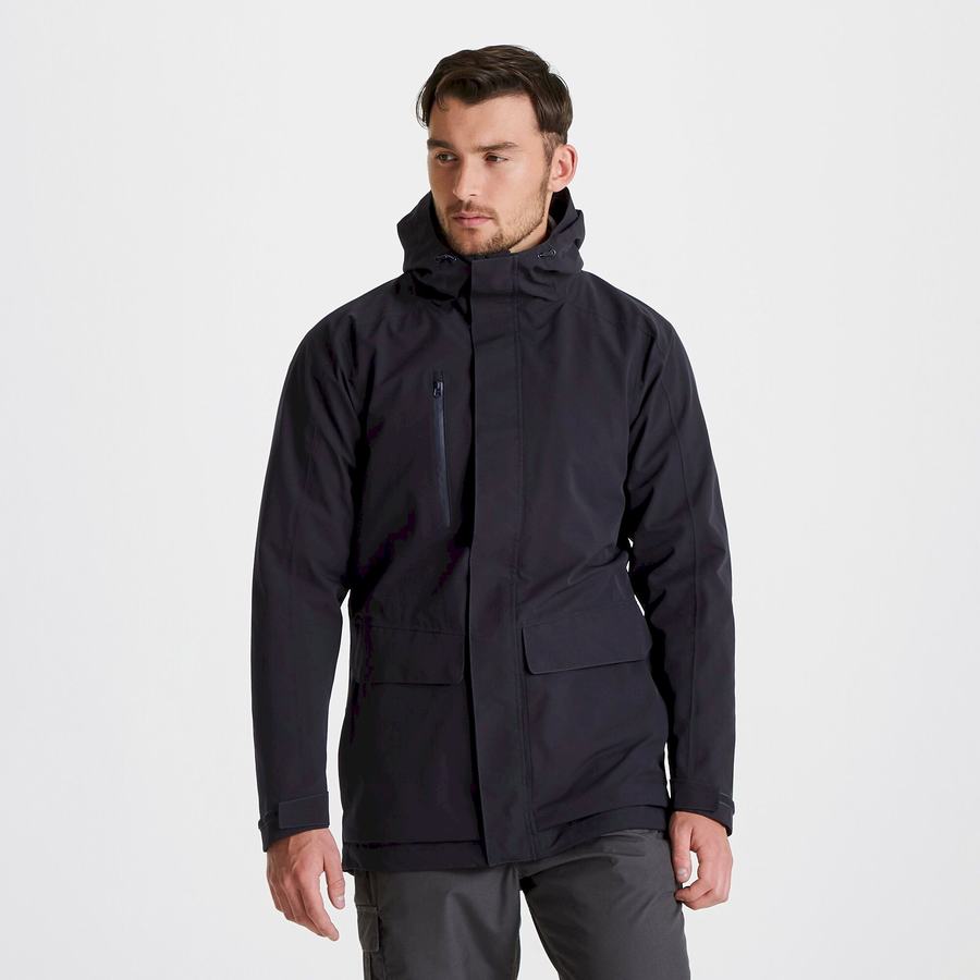 Navy Craghoppers Expert Kiwi Pro Stretch Long Men's Jackets | BIY7118YL