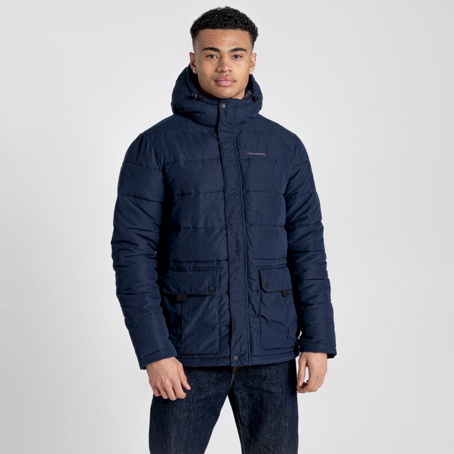 Navy Dark Blue Craghoppers Insulated Trillick Downhike Hooded Men's Jackets | IUV3689EE