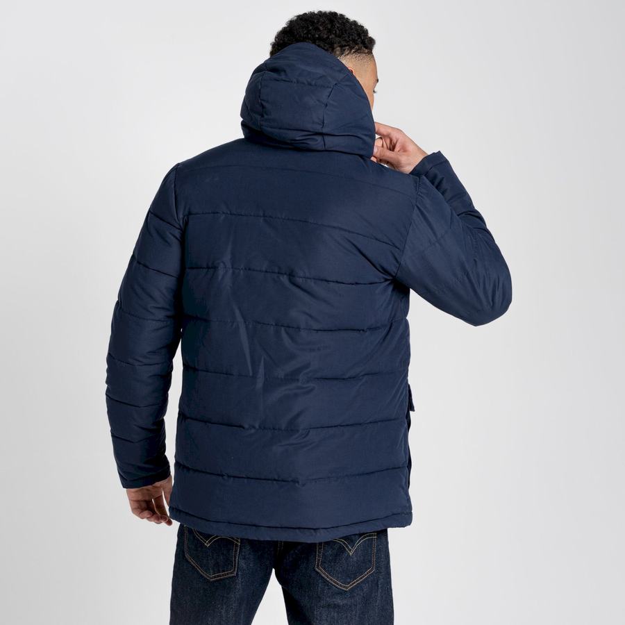 Navy Dark Blue Craghoppers Insulated Trillick Downhike Hooded Men's Jackets | IUV3689EE