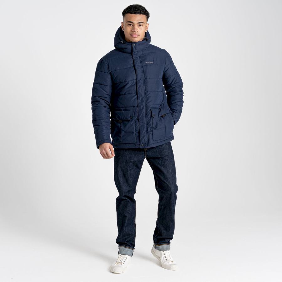 Navy Dark Blue Craghoppers Insulated Trillick Downhike Hooded Men's Jackets | IUV3689EE