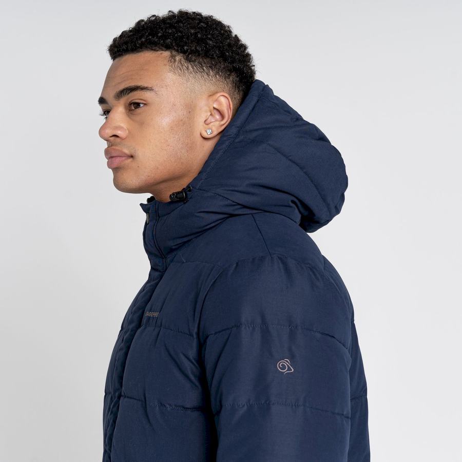 Navy Dark Blue Craghoppers Insulated Trillick Downhike Hooded Men's Jackets | IUV3689EE