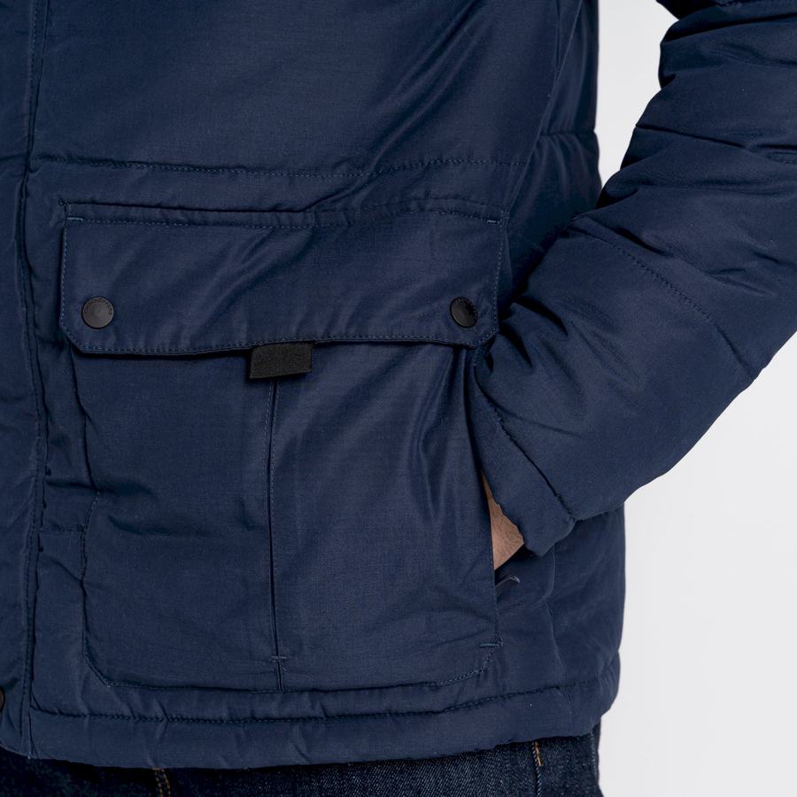 Navy Dark Blue Craghoppers Insulated Trillick Downhike Hooded Men's Jackets | IUV3689EE