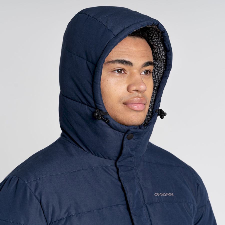 Navy Dark Blue Craghoppers Insulated Trillick Downhike Hooded Men's Jackets | IUV3689EE