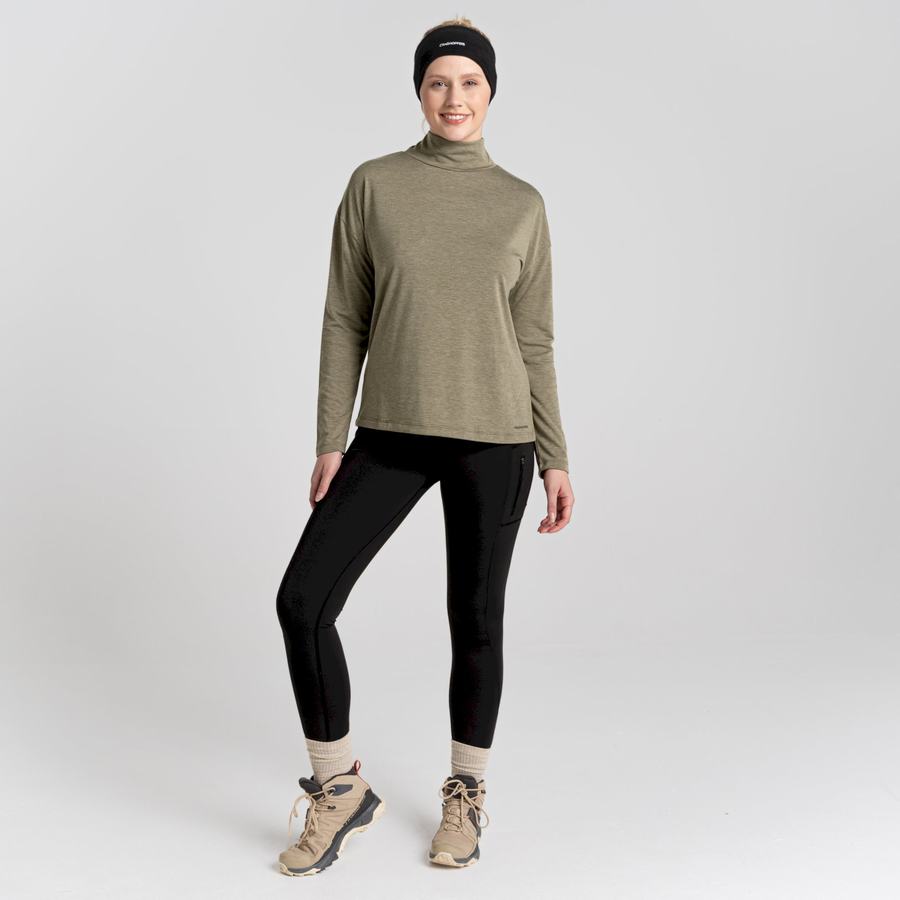 Olive Craghoppers Meridan Long Sleeved Women's T-Shirts | LFV10016GN