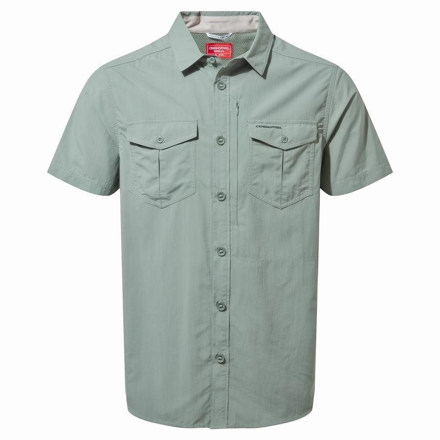 Olive Craghoppers NosiLife Adventure II Short Sleeved Men\'s Shirts | KST6522QQ