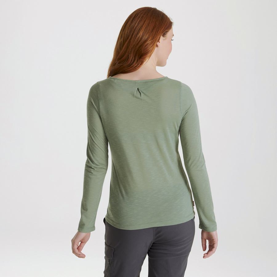 Olive Craghoppers NosiLife Erin Long Sleeved Women's T-Shirts | YCO87XT