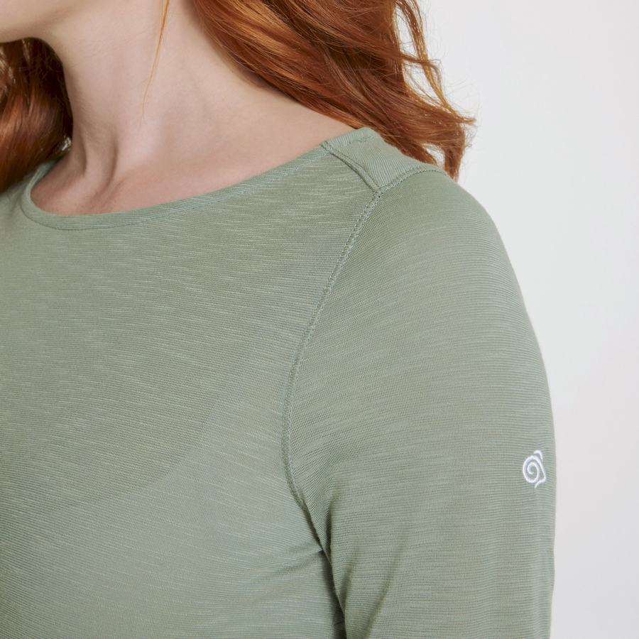 Olive Craghoppers NosiLife Erin Long Sleeved Women's T-Shirts | YCO87XT