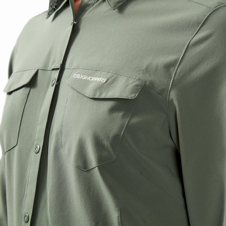 Olive Craghoppers NosiLife Pro III Long Sleeved Women's Shirts | QAH9248BI