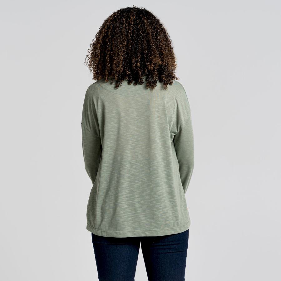 Olive Craghoppers NosiLife Sami Long Sleeved Women's T-Shirts | IEC1277YA