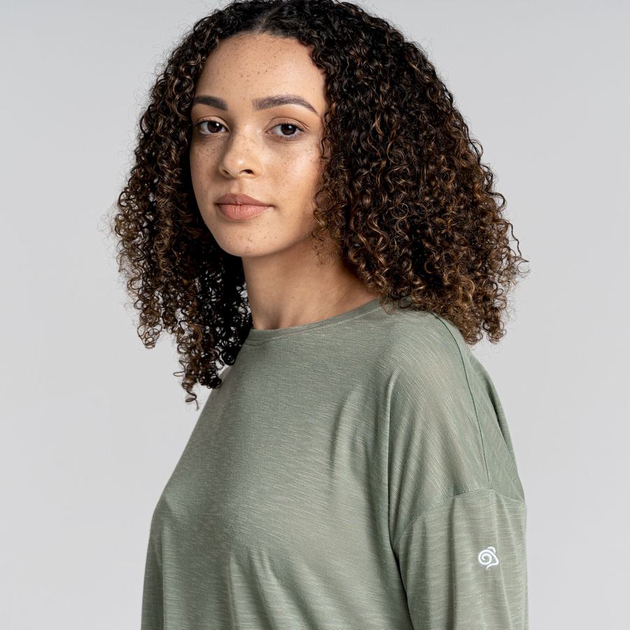 Olive Craghoppers NosiLife Sami Long Sleeved Women's T-Shirts | IEC1277YA