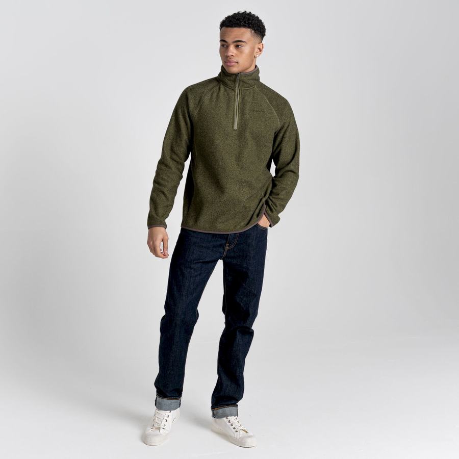 Olive Green Craghoppers Durrus Half Zip Men's Sweaters | KMM5264GC