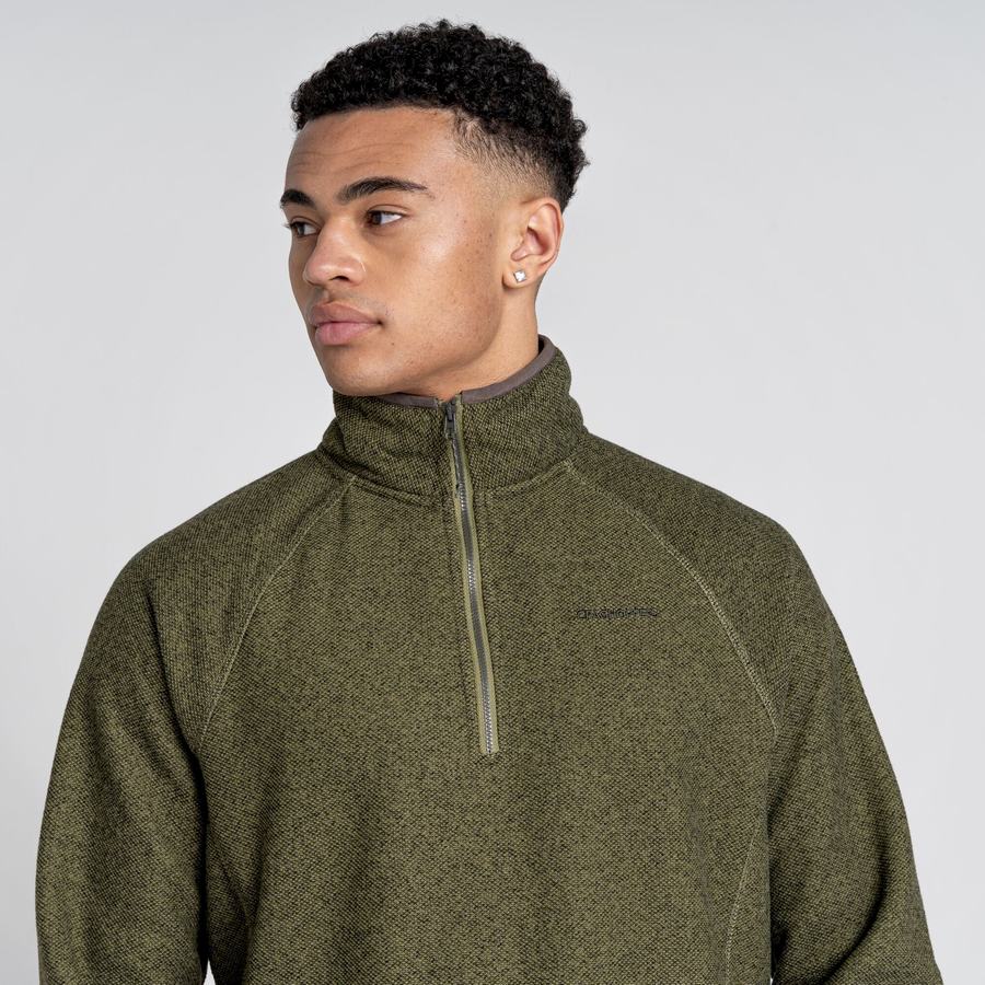 Olive Green Craghoppers Durrus Half Zip Men's Sweaters | KMM5264GC