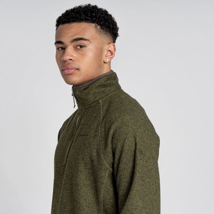 Olive Green Craghoppers Durrus Half Zip Men's Sweaters | KMM5264GC