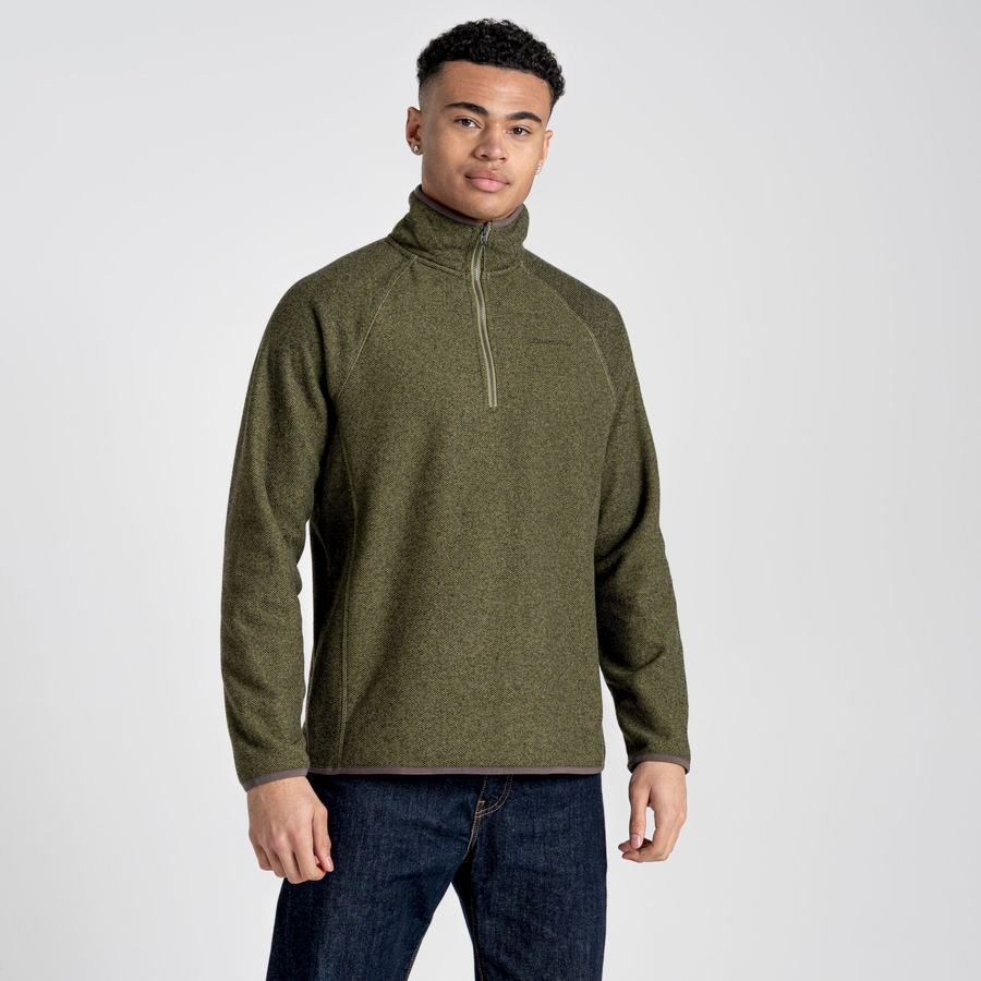 Olive Green Craghoppers Durrus Half Zip Men's Sweaters | KMM5264GC