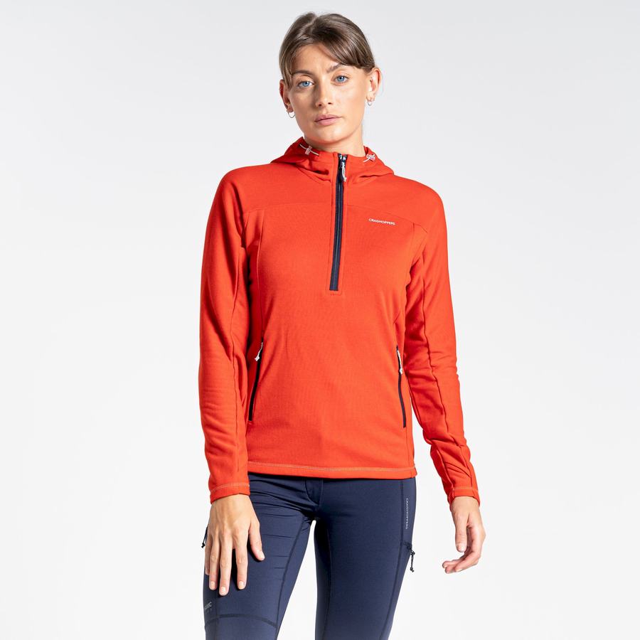 Orange Craghoppers Dynamic Hooded Half Zip Top Women's T-Shirts | AVL5330AA