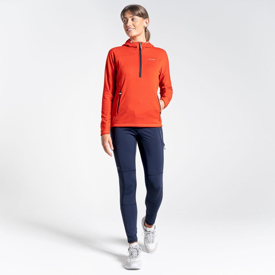 Orange Craghoppers Dynamic Hooded Half Zip Top Women's T-Shirts | AVL5330AA