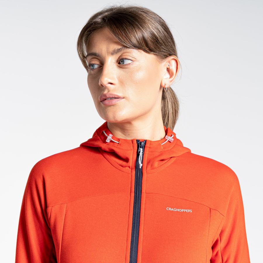 Orange Craghoppers Dynamic Hooded Half Zip Top Women's T-Shirts | AVL5330AA