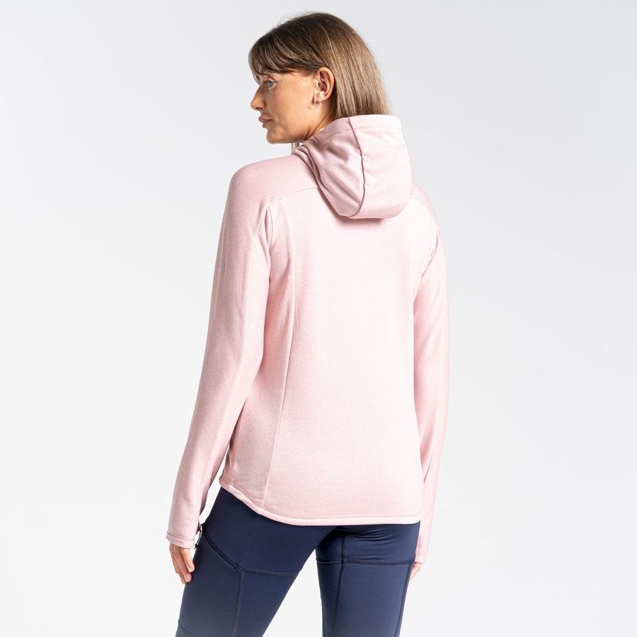 Pink Craghoppers Dynamic Hooded Half Zip Top Women's T-Shirts | MUD192NC