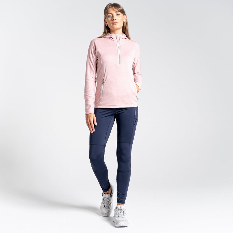 Pink Craghoppers Dynamic Hooded Half Zip Top Women's T-Shirts | MUD192NC