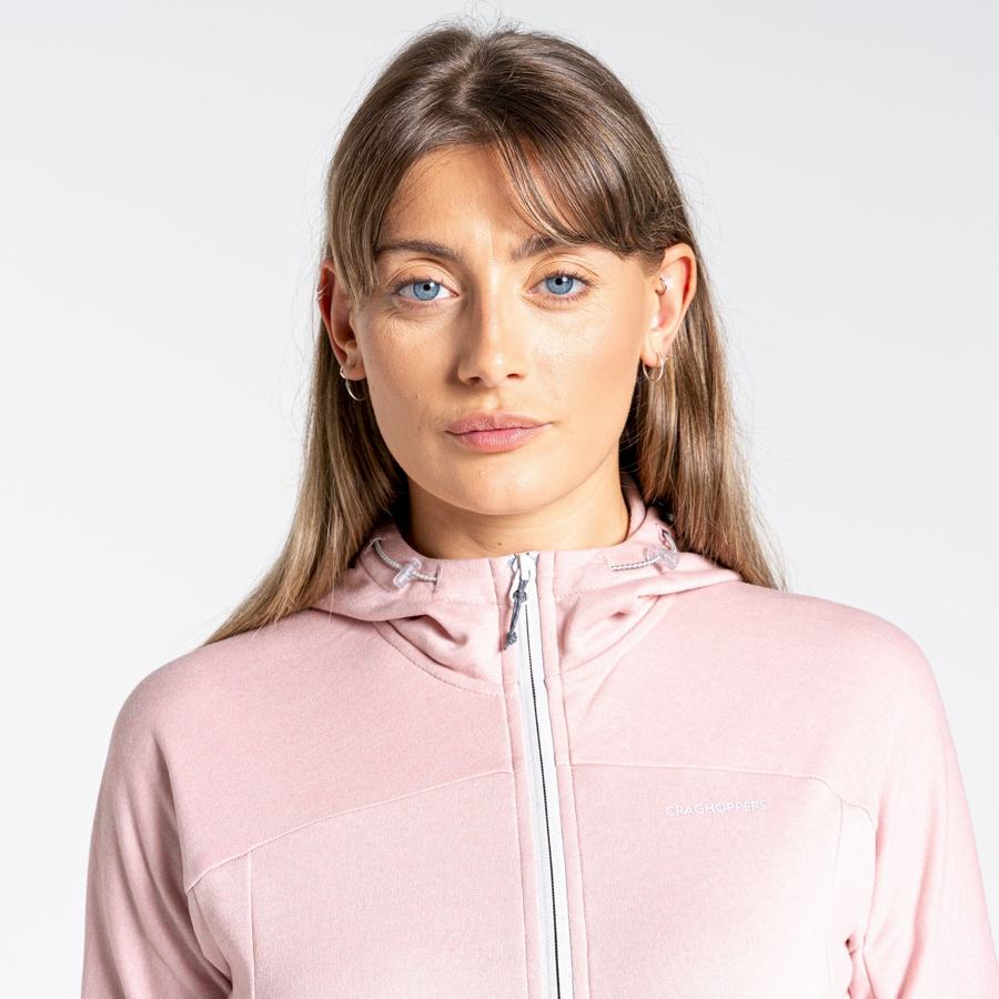 Pink Craghoppers Dynamic Hooded Half Zip Top Women's T-Shirts | MUD192NC