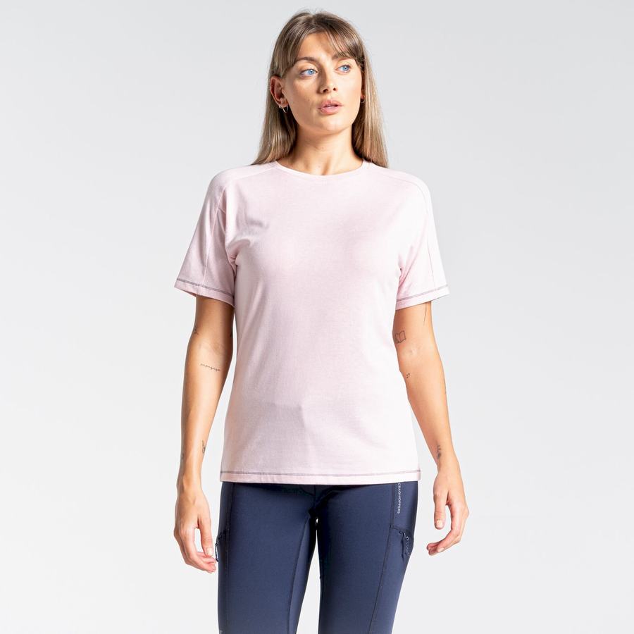 Pink Craghoppers Dynamic Short Sleeved Women's T-Shirts | LYO2587FU