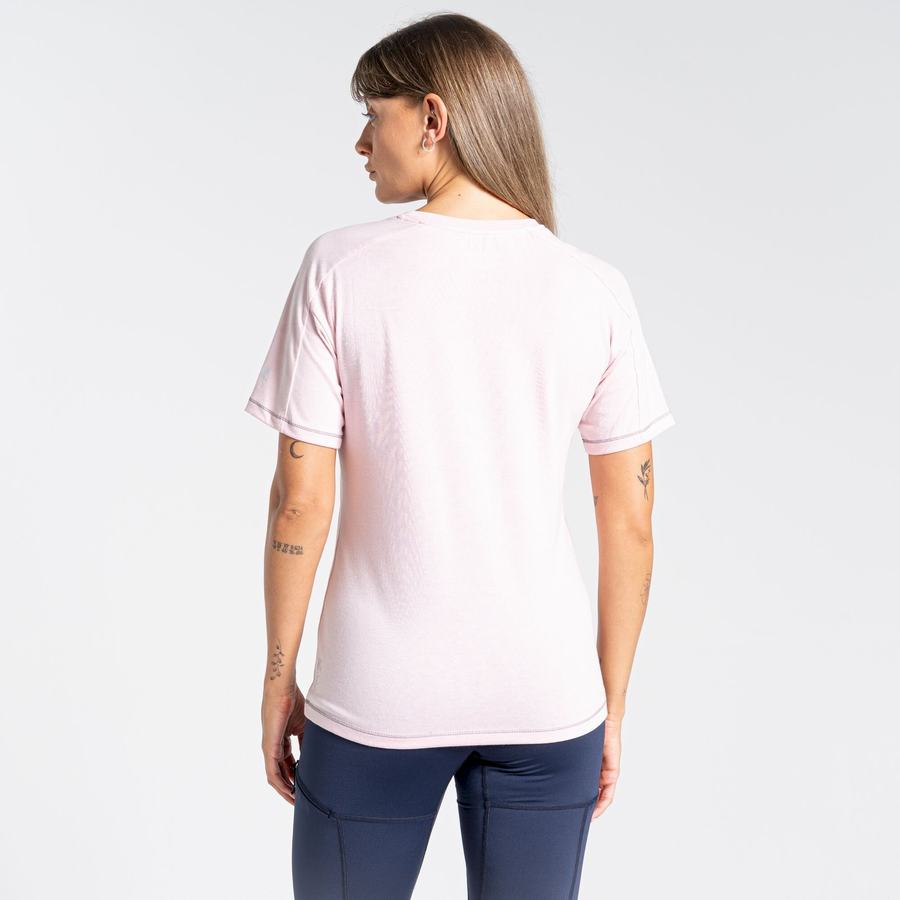 Pink Craghoppers Dynamic Short Sleeved Women's T-Shirts | LYO2587FU